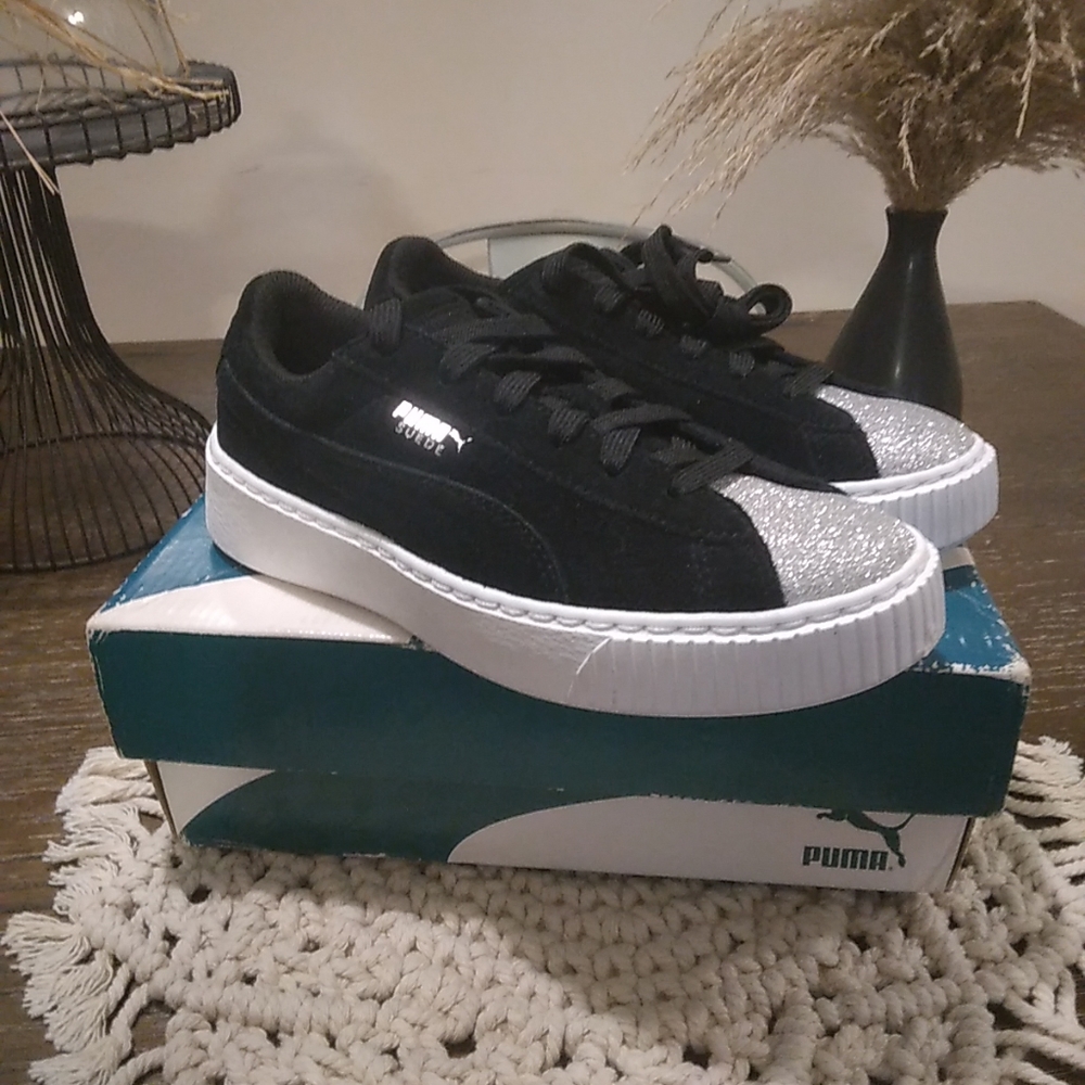Kids Puma Suede Platform Glam Sneakers 3C